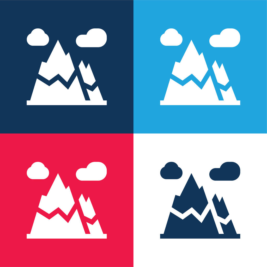 Alpes bleu et rouge quatre couleurs minimum jeu d'icônes - Vecteur, image