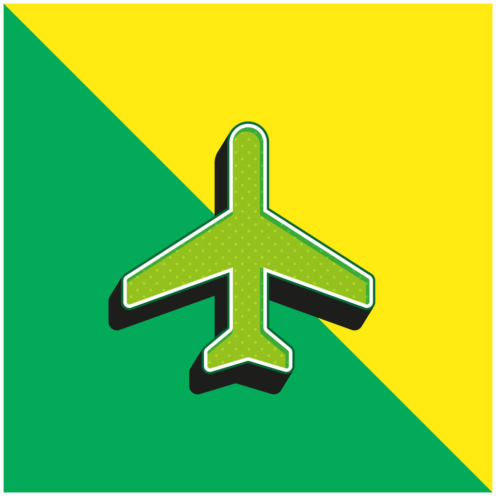 Repülőgép mód Zöld és sárga modern 3D vektor ikon logó - Vektor, kép