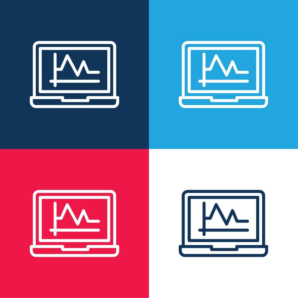 Analisi blu e rosso set icona minimale a quattro colori - Vettoriali, immagini