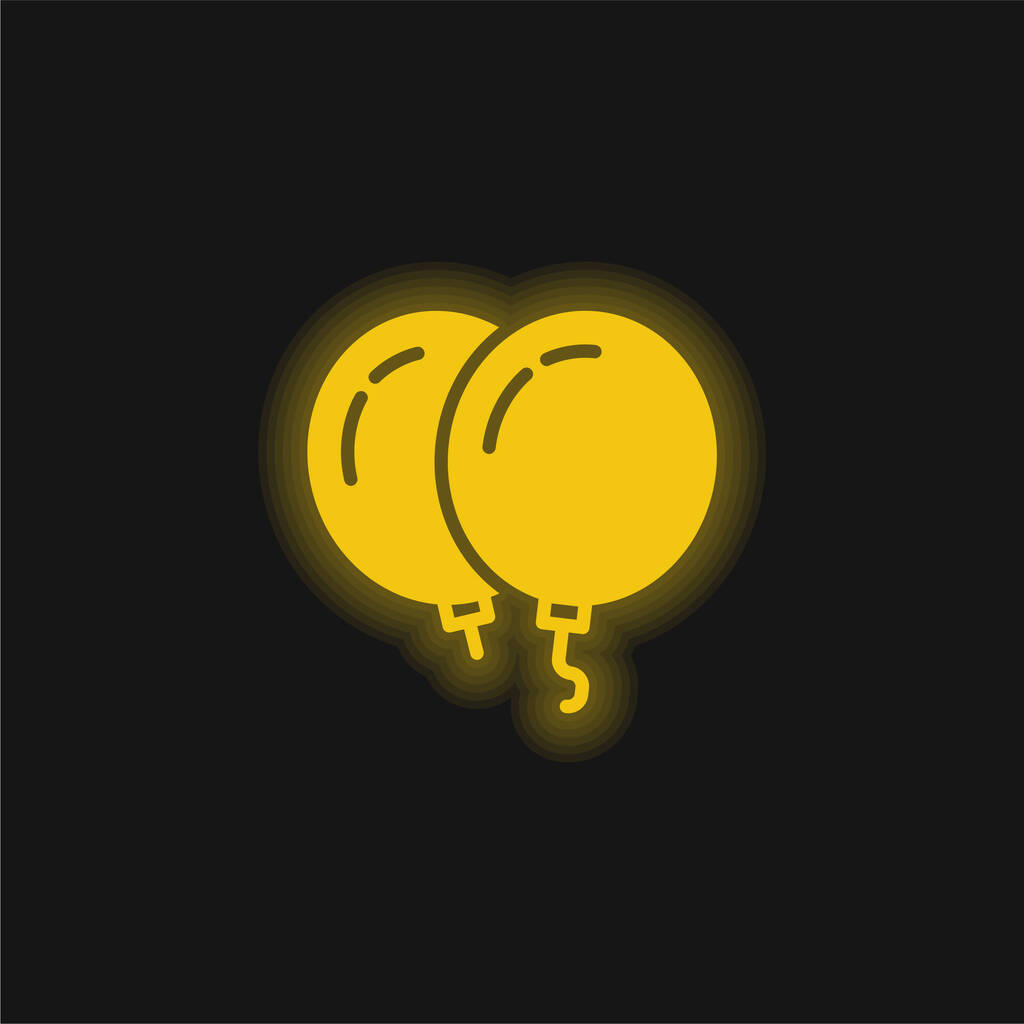 Μπαλόνια κίτρινο λαμπερό νέον εικονίδιο - Διάνυσμα, εικόνα