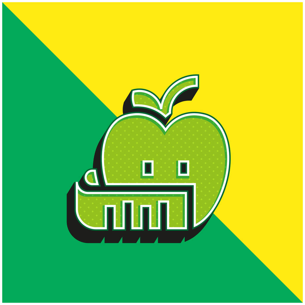 Manzana verde y amarillo moderno vector 3d icono del logotipo - Vector, Imagen