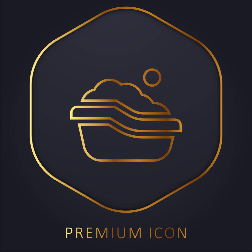 Bañera de bebé línea dorada logotipo premium o icono - Vector, imagen