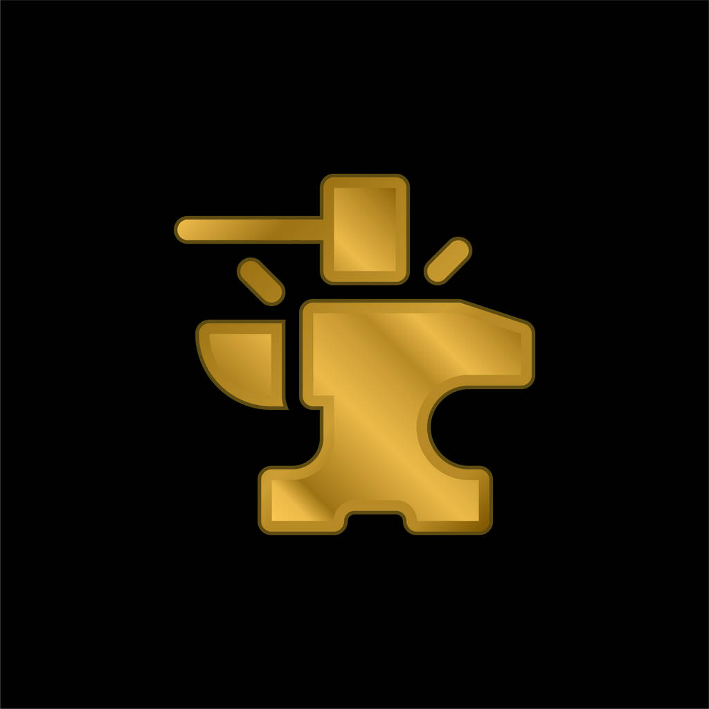 Anvil gold plated metalic icon or logo vector - Vector, Image