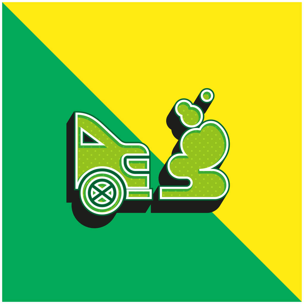 Pollution atmosphérique Logo vectoriel 3D moderne vert et jaune - Vecteur, image