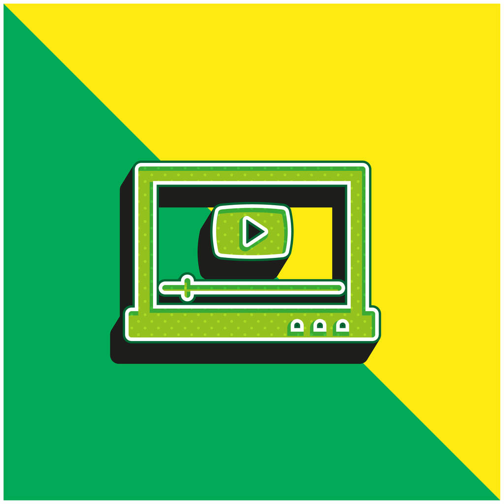 AD Video Grünes und gelbes modernes 3D-Vektor-Symbol-Logo - Vektor, Bild