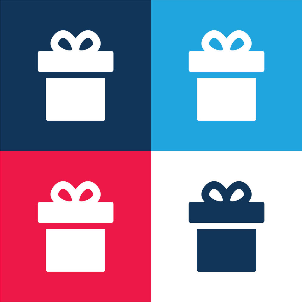 Birthday Present blue and red four color minimal icon set - Vector, Image