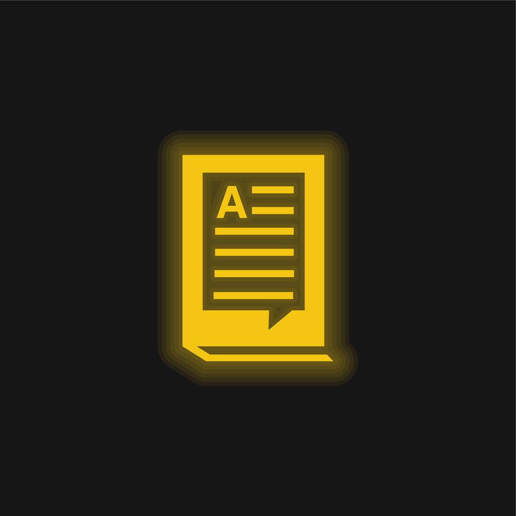 Könyv zárt szöveg sárga izzó neon ikon - Vektor, kép