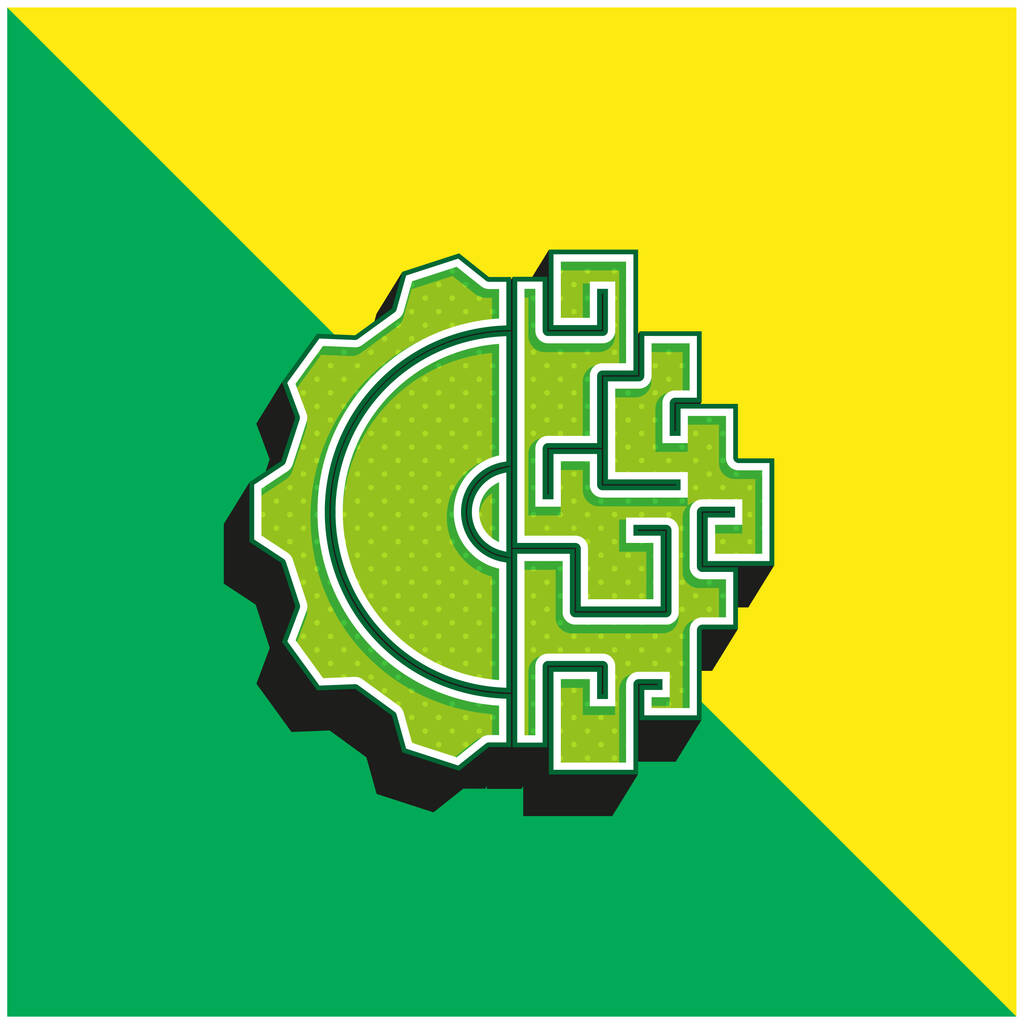 Lluvia de ideas verde y amarillo moderno vector 3d icono del logotipo - Vector, Imagen