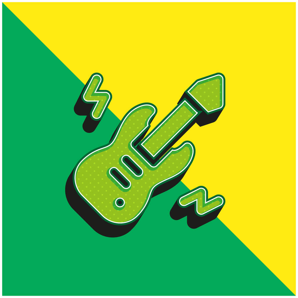 Baixo Guitarra Verde e amarelo moderno logotipo vetor 3d ícone - Vetor, Imagem