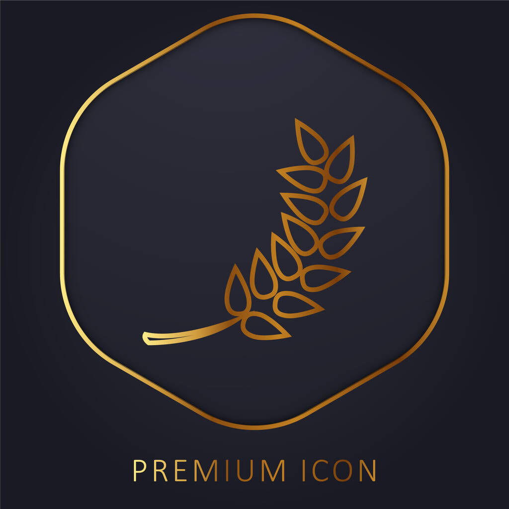 Rama con hojas línea dorada logotipo premium o icono - Vector, imagen