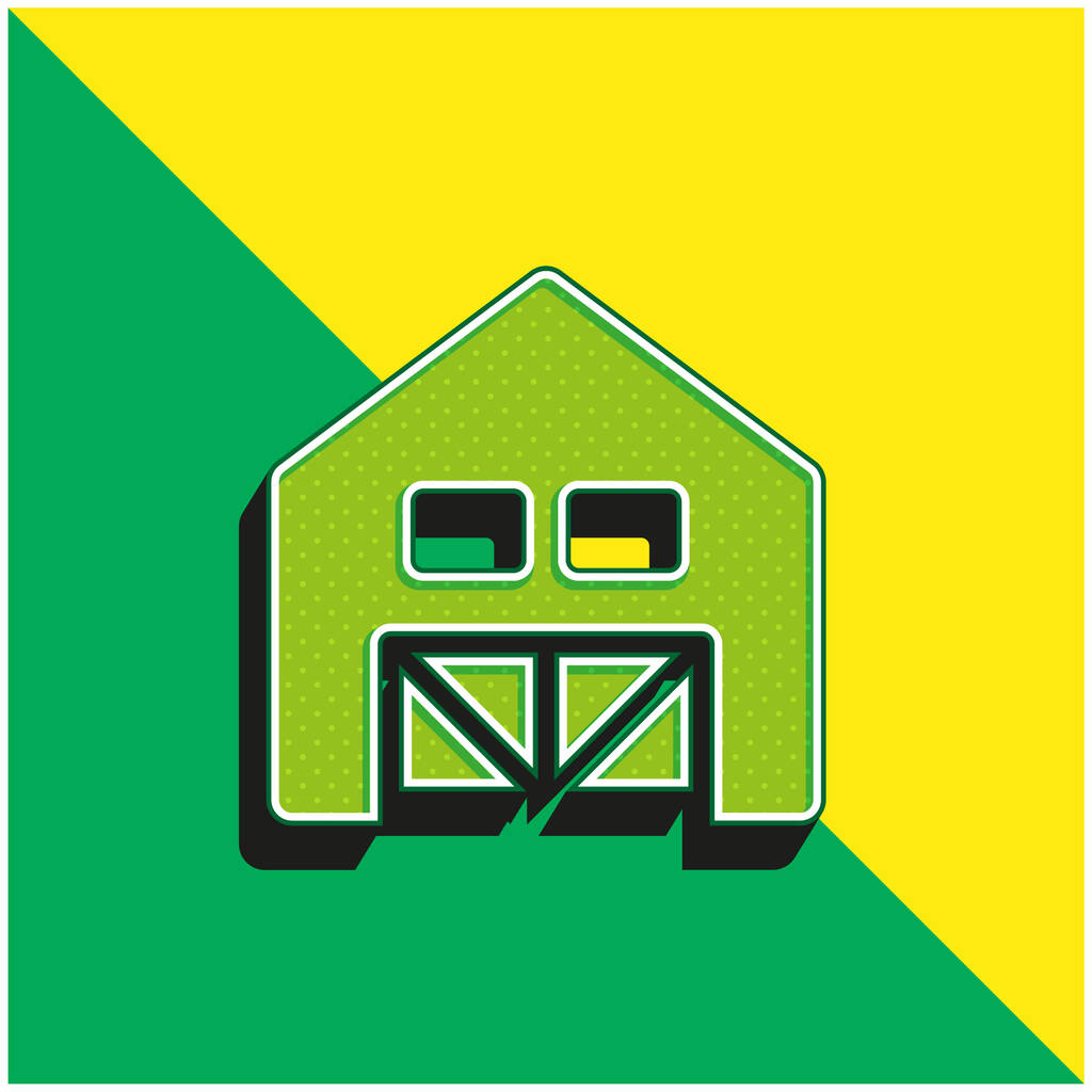 Granero verde y amarillo moderno logotipo del icono del vector 3d - Vector, imagen