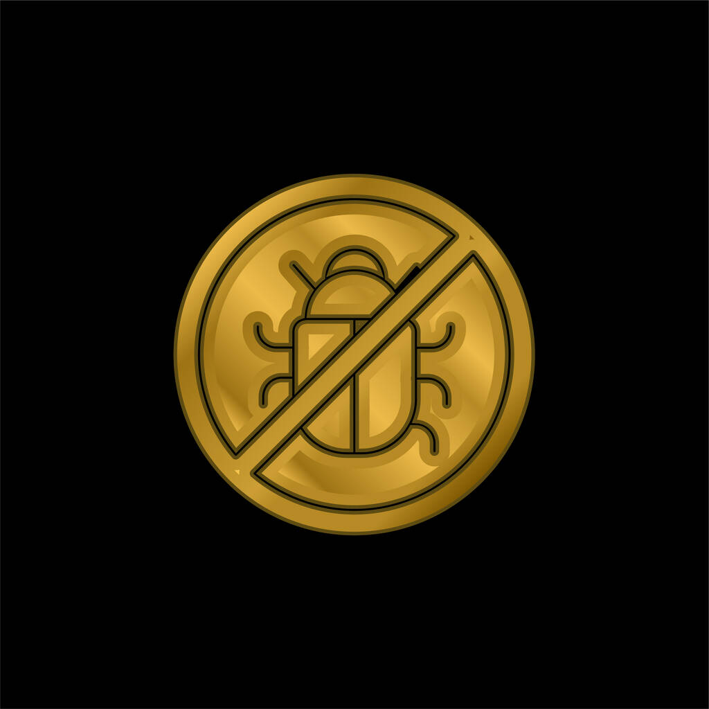 Antivirus gold plated metalic icon or logo vector - Vector, Image
