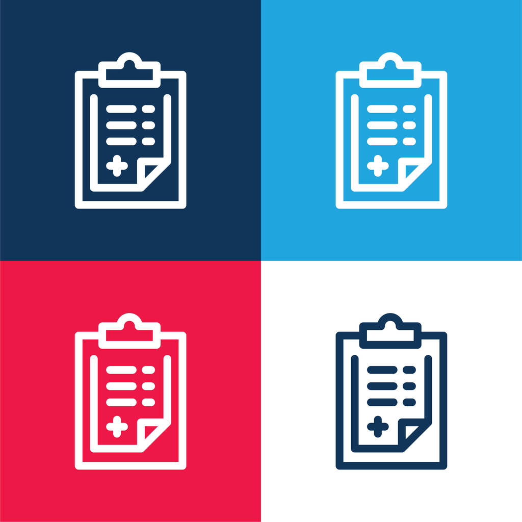 Ammirazione Forma blu e rosso set di icone minime a quattro colori - Vettoriali, immagini