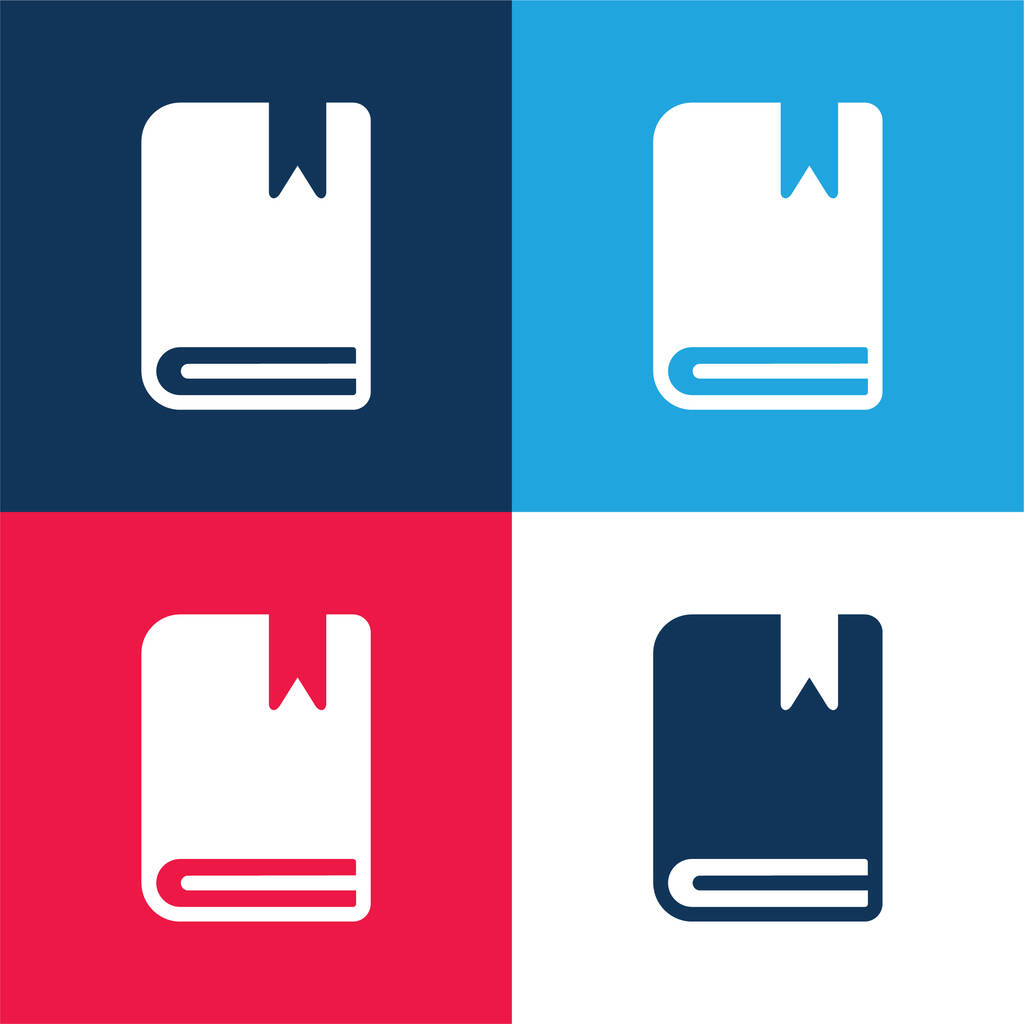 Agenda azul y rojo conjunto de iconos mínimo de cuatro colores - Vector, Imagen