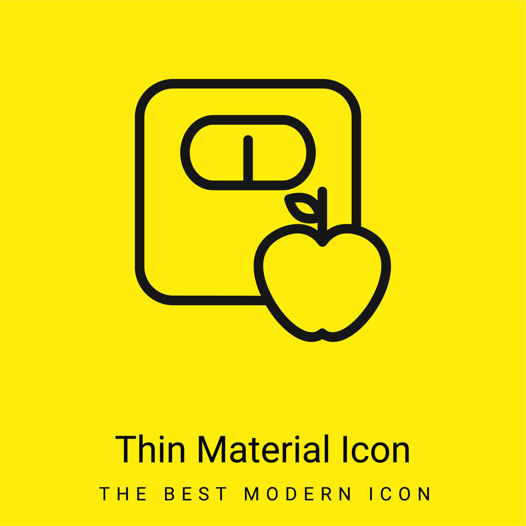 Apple y una escala esboza mínimo icono de material amarillo brillante - Vector, Imagen