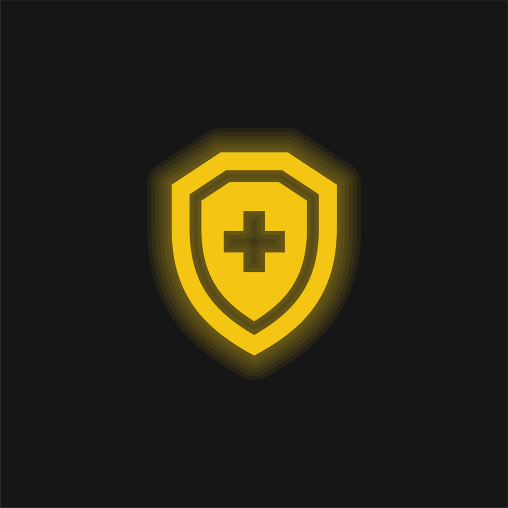 Antivirus amarillo brillante icono de neón - Vector, imagen