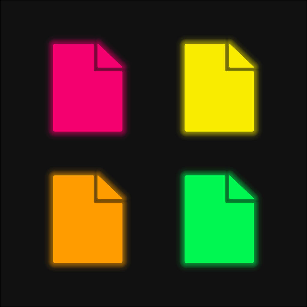Prázdný dokument čtyři barvy zářící neonový vektor ikona - Vektor, obrázek
