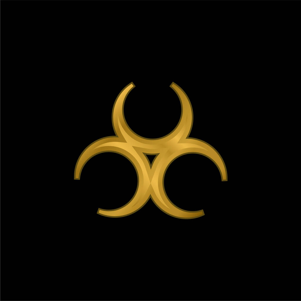 Símbolo de peligro biológico chapado en oro icono metálico o vector de logotipo - Vector, imagen