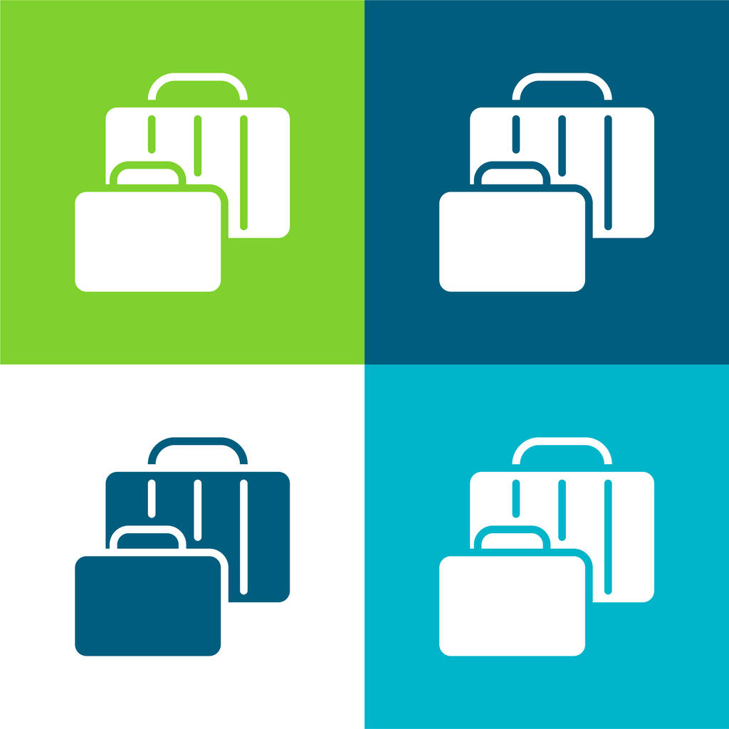 Baggage Flat Minimal Icon Set mit vier Farben - Vektor, Bild