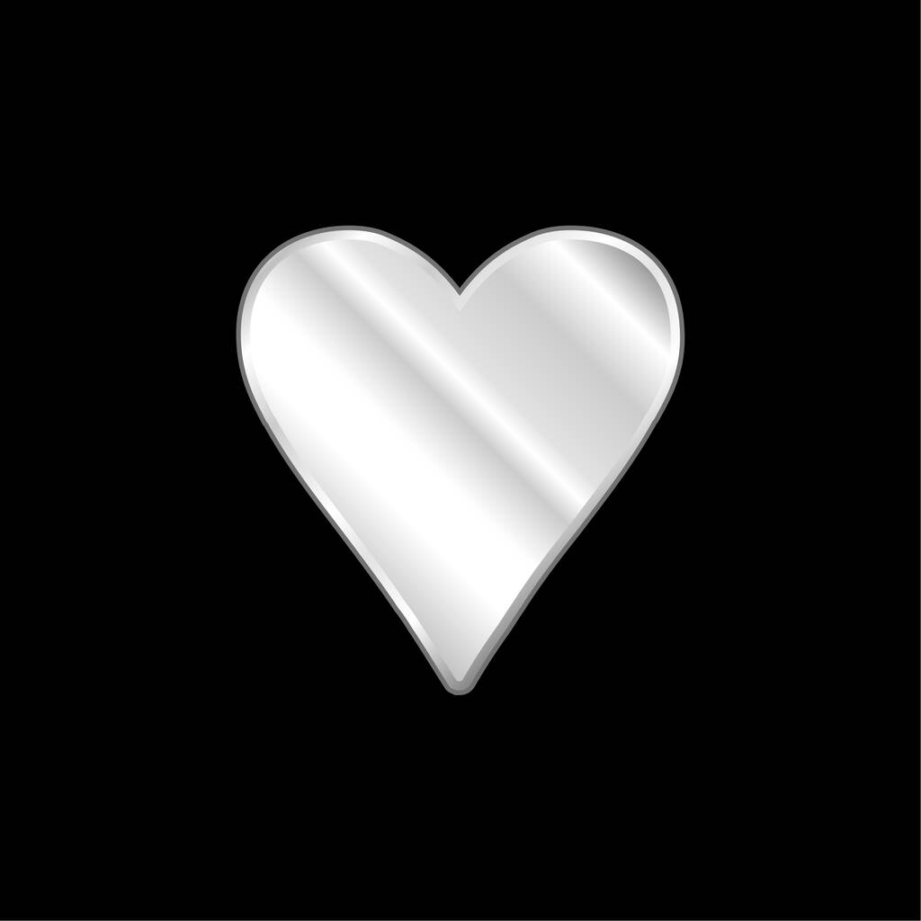 Black Heart Love Symbol metallisches Symbol versilbert - Vektor, Bild