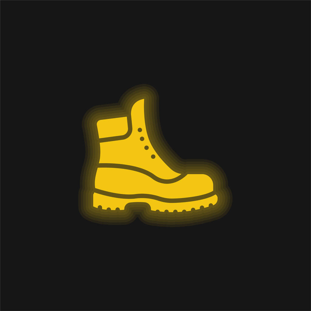Bota amarillo brillante icono de neón - Vector, Imagen