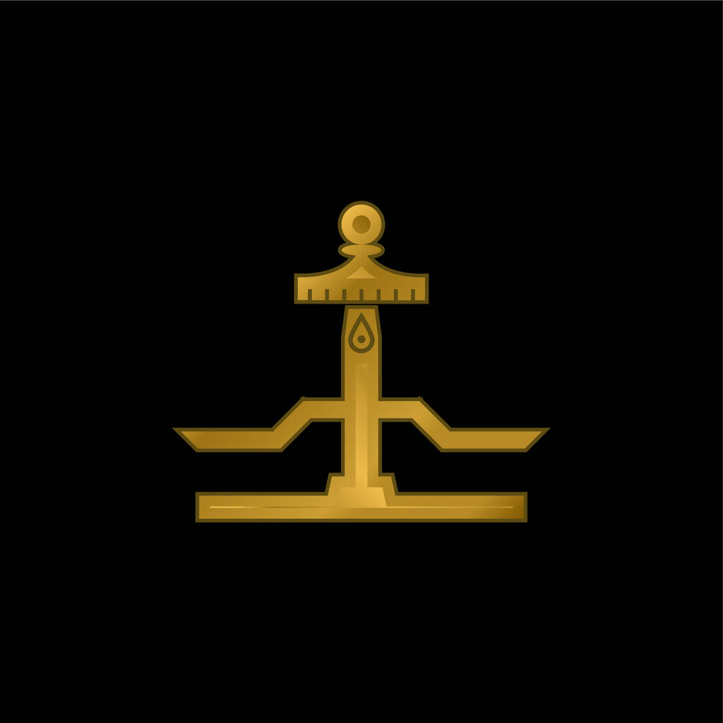 Równowaga pozłacana ikona metaliczna lub wektor logo - Wektor, obraz