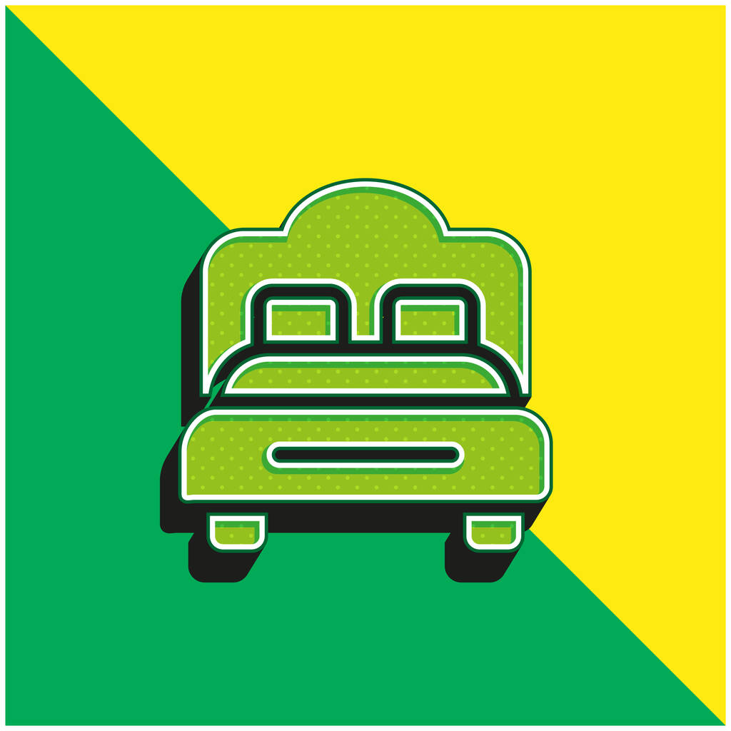 Camera da letto Logo icona vettoriale 3d moderna verde e gialla - Vettoriali, immagini