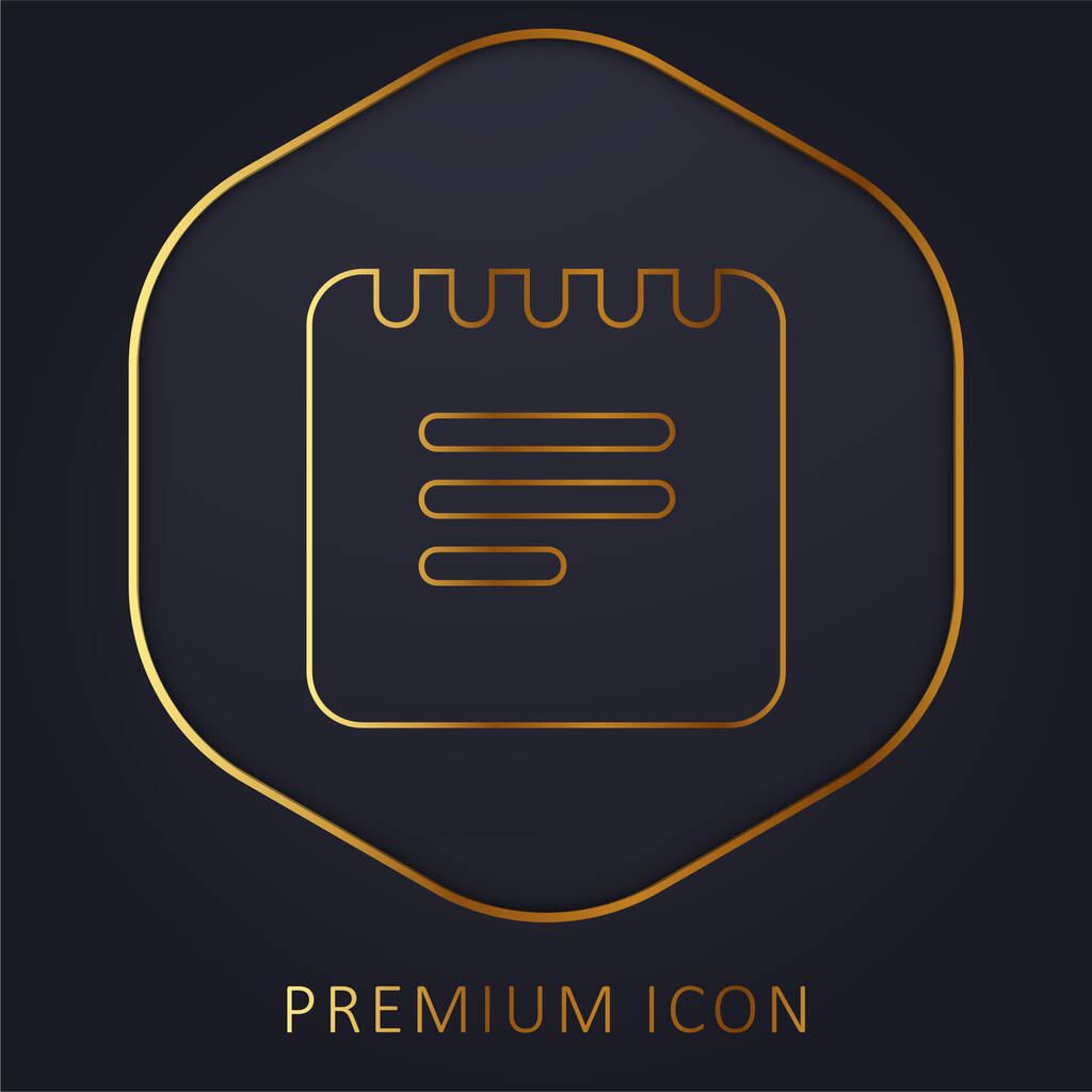 Símbolo cuadrado de interfaz de notas negras con logotipo premium de línea dorada de primavera o icono - Vector, Imagen
