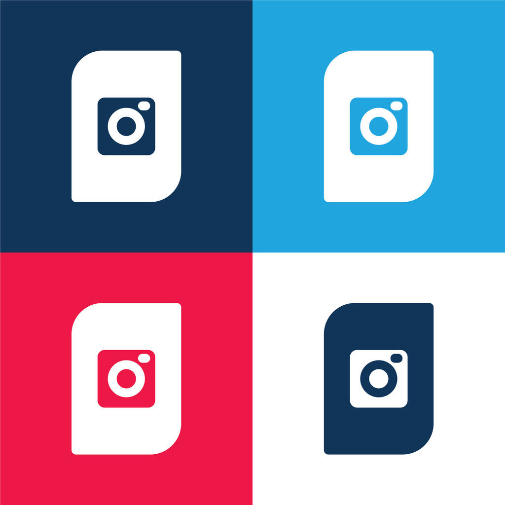 Álbum azul y rojo conjunto de iconos mínimo de cuatro colores - Vector, Imagen