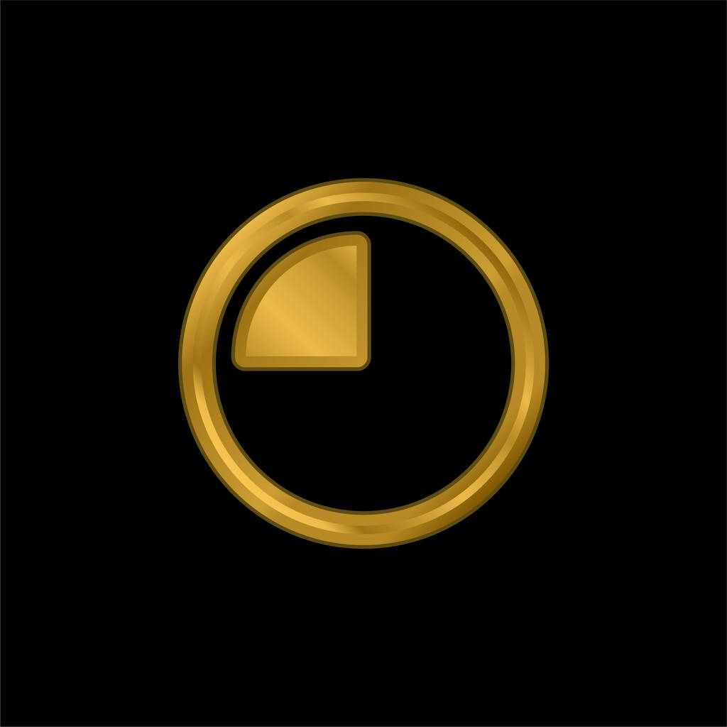 15 Minutos chapado en oro icono metálico o logo vector - Vector, imagen
