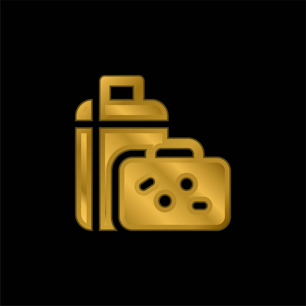 Gepäck vergoldet metallisches Symbol oder Logo-Vektor - Vektor, Bild