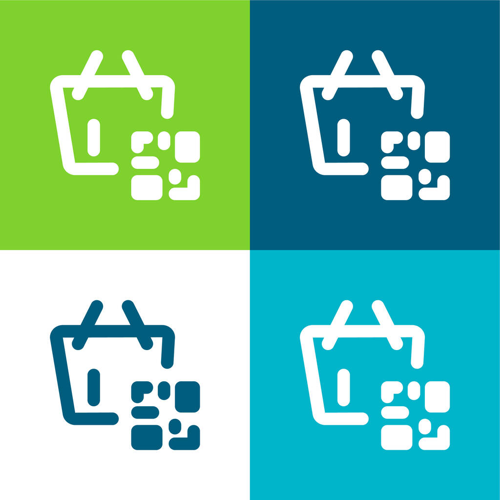 Code à barres Ensemble d'icônes minimal plat à quatre couleurs - Vecteur, image
