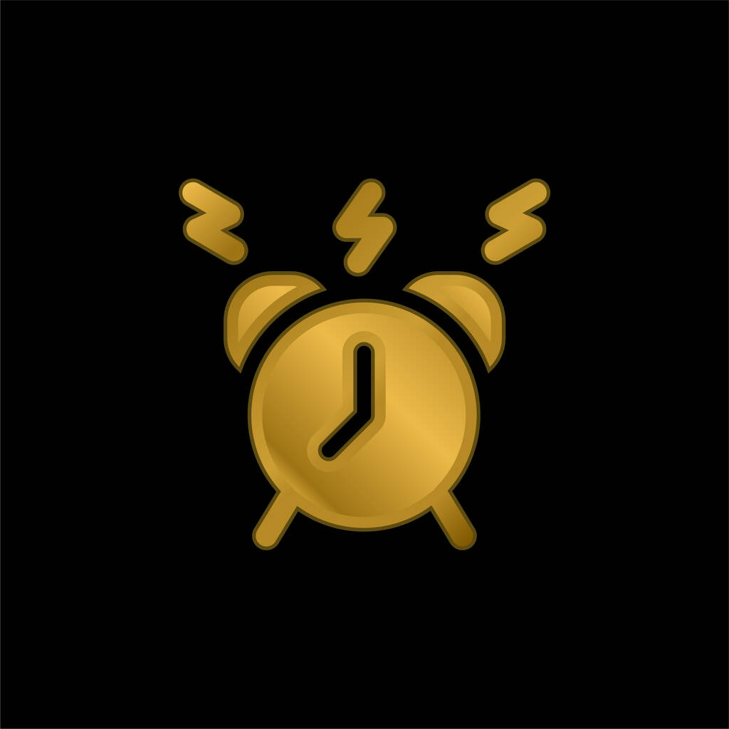 Alarm gold plated metalic icon or logo vector - Vector, Image