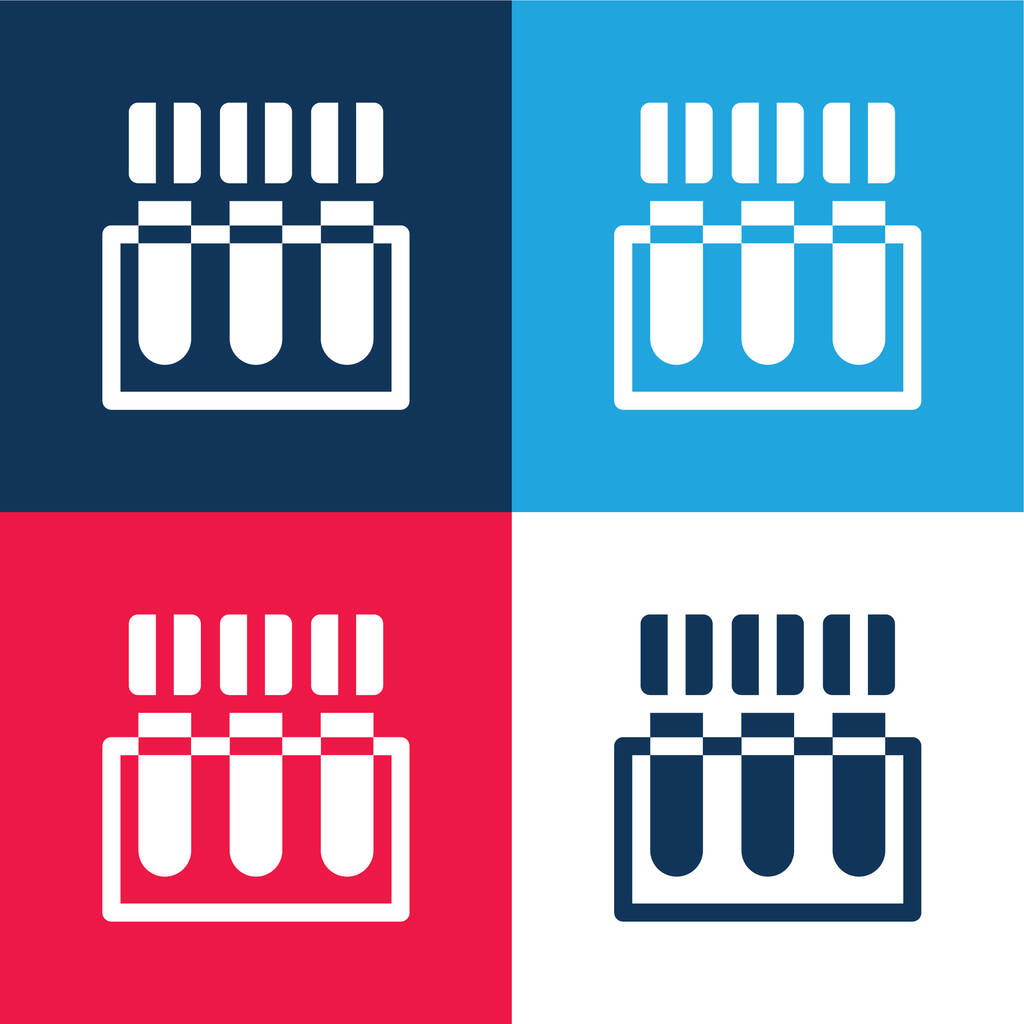 Krevní test modrá a červená čtyři barvy minimální ikona nastavena - Vektor, obrázek