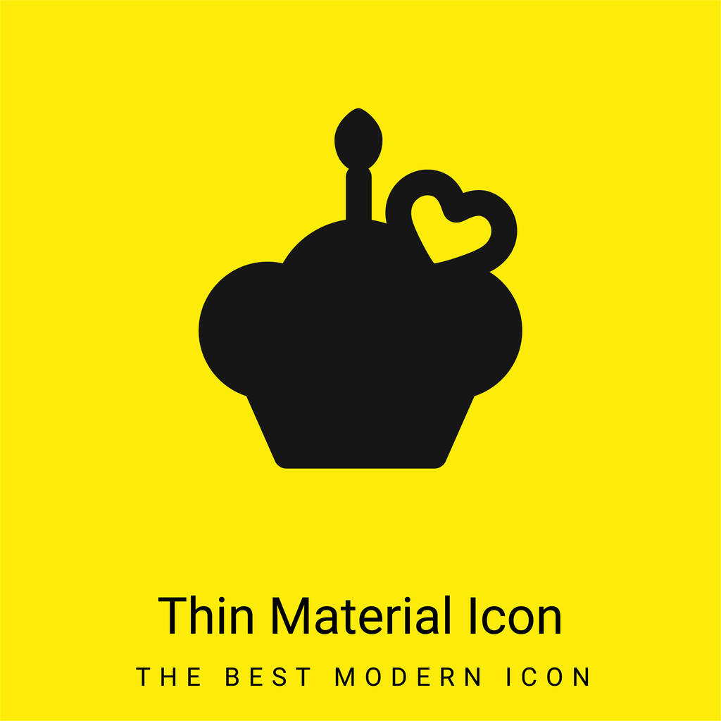 Muffin de cumpleaños mínimo icono de material amarillo brillante - Vector, imagen