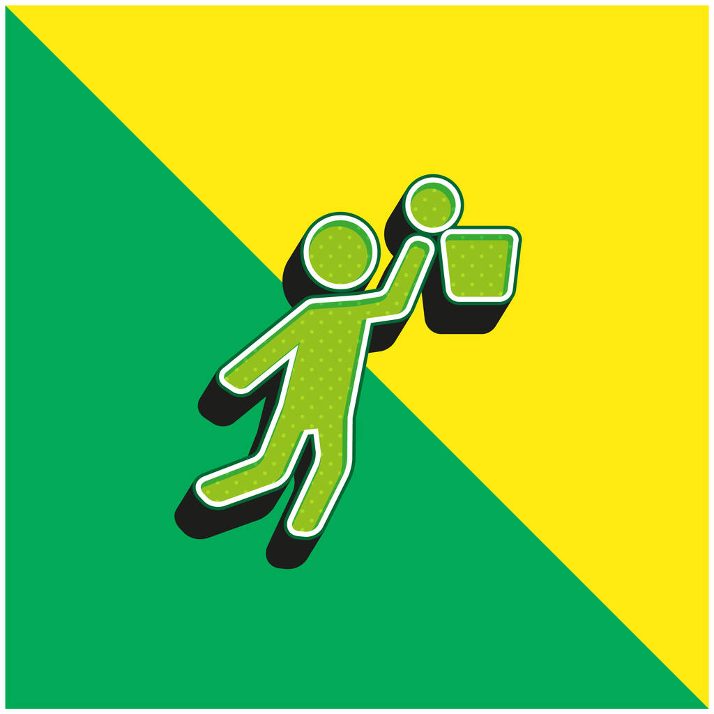 Basketball Player Jumping And Ball Green and yellow modern 3d vector icon logo - Vector, Image