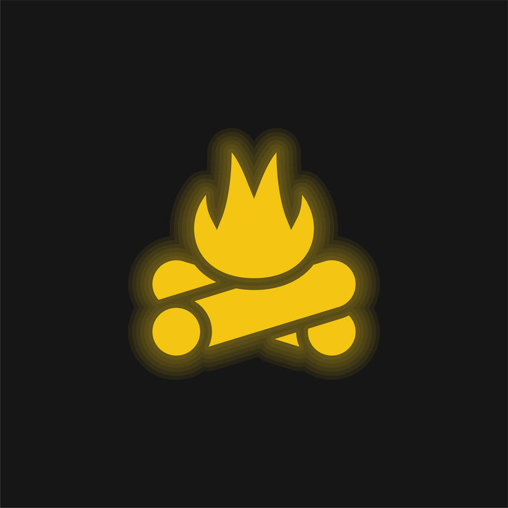Φωτιά κίτρινο λαμπερό νέον εικονίδιο - Διάνυσμα, εικόνα