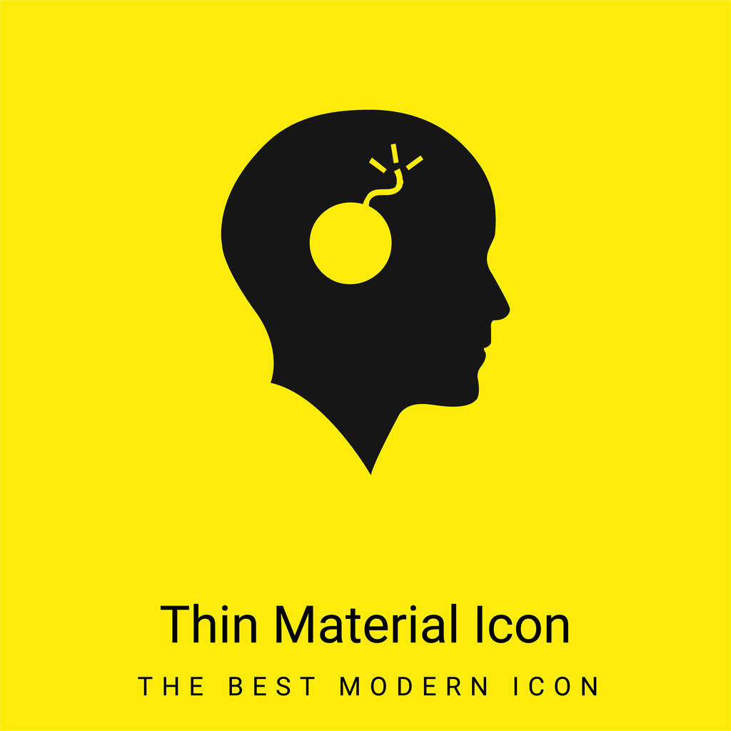 Bald Head With A Bomb minimal bright yellow material icon - Vector, Image
