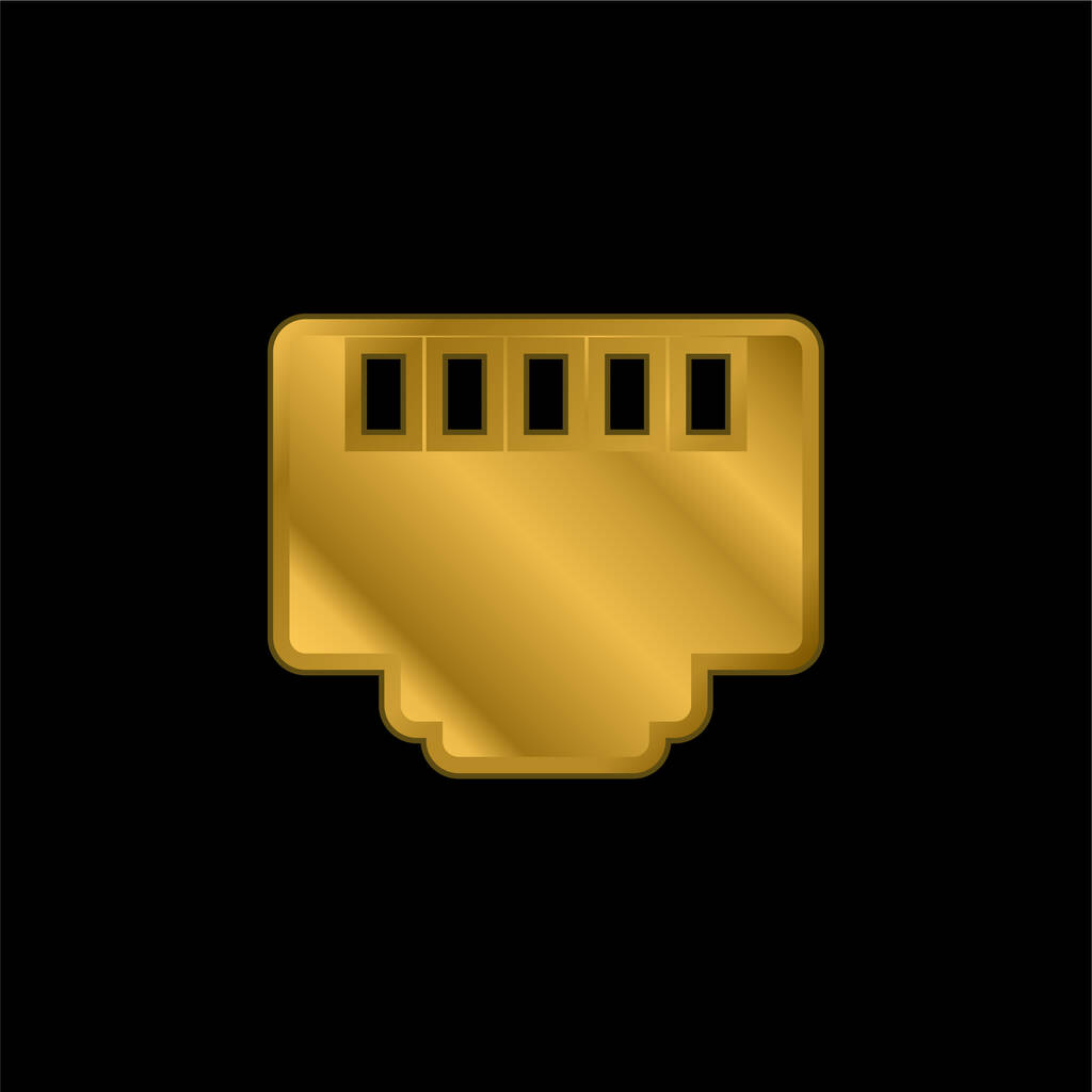 5 broches connecteur plaqué or icône métallique ou logo vecteur - Vecteur, image