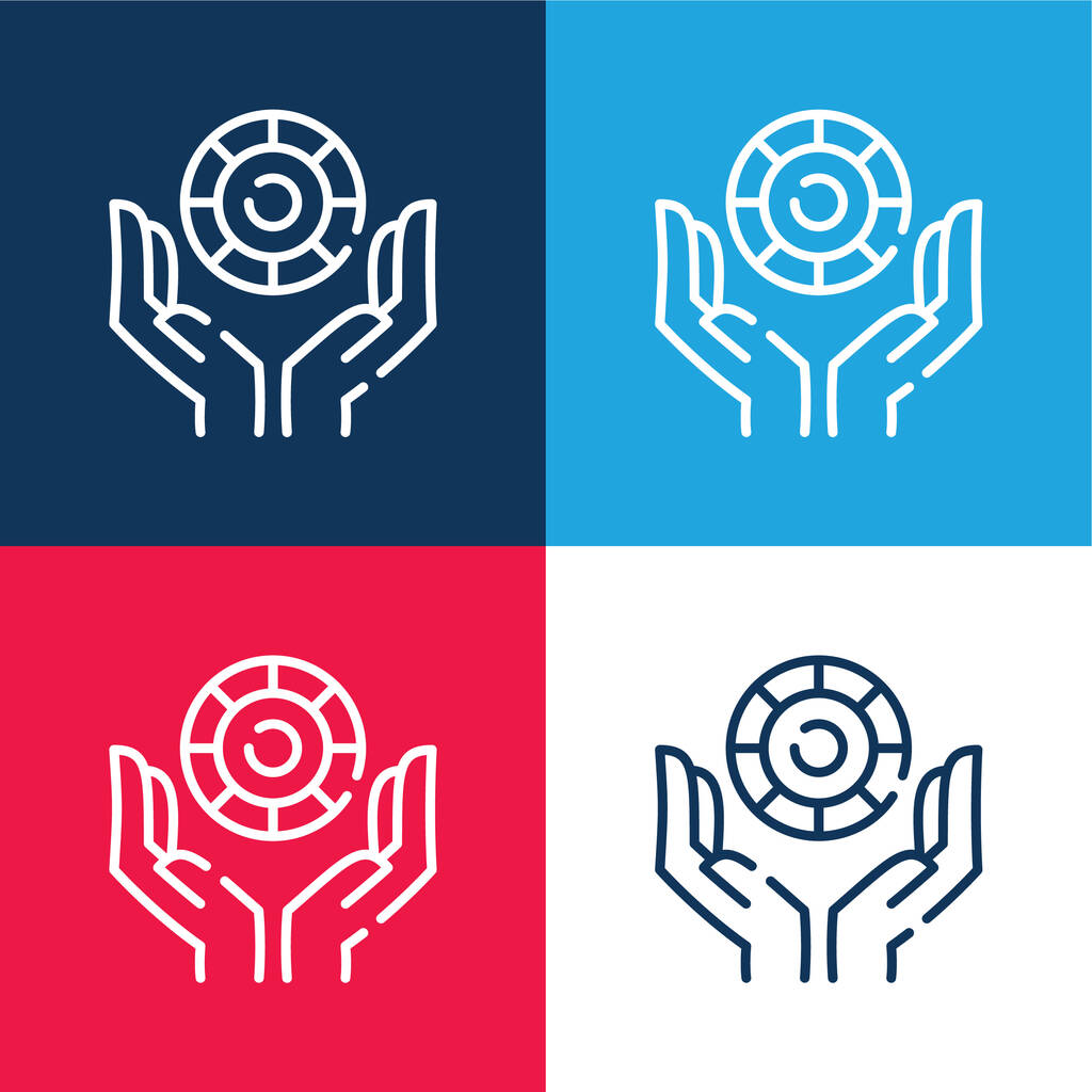 Sázka modrá a červená čtyři barvy minimální ikona nastavena - Vektor, obrázek