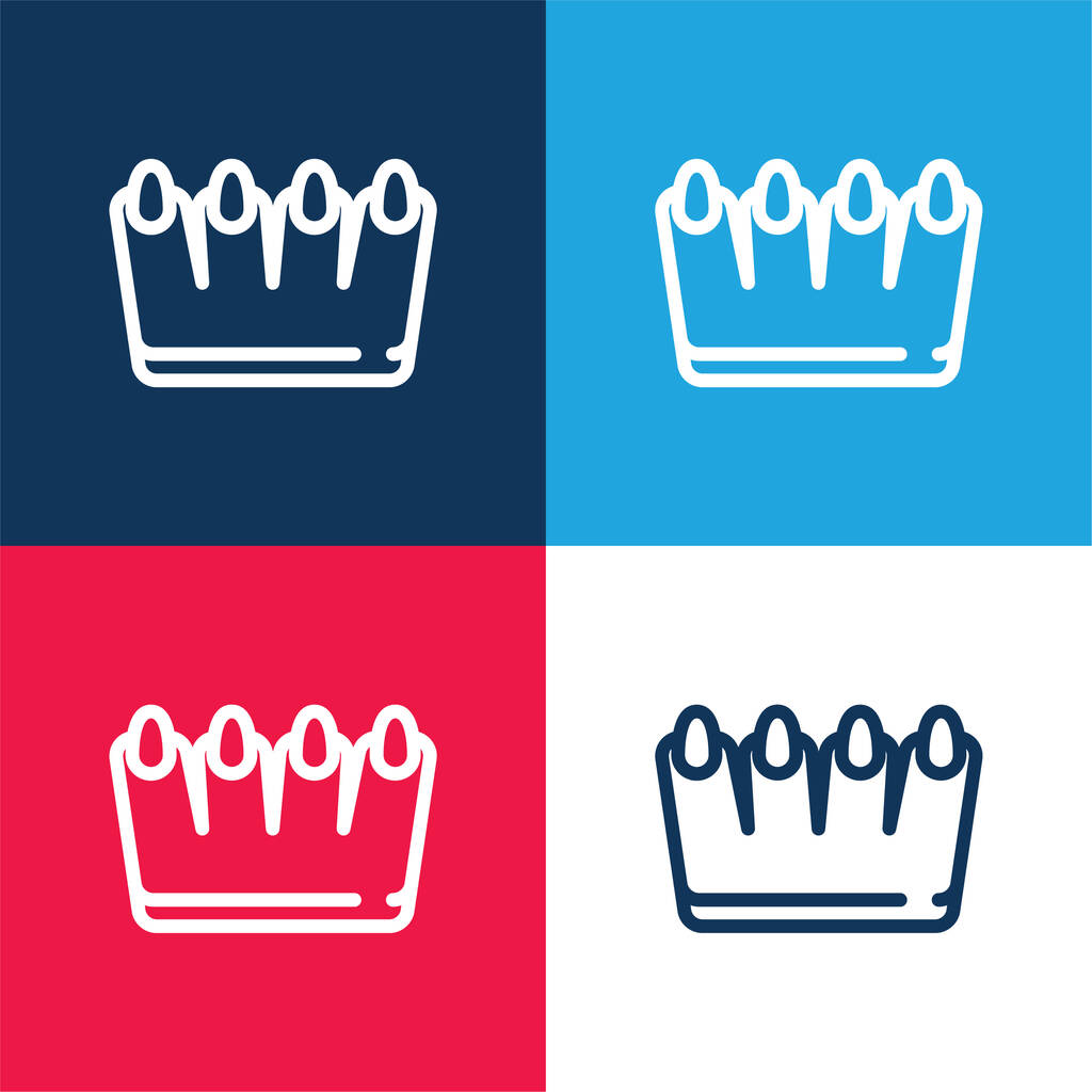 Bear Pazur niebieski i czerwony zestaw czterech kolorów minimalny zestaw ikon - Wektor, obraz