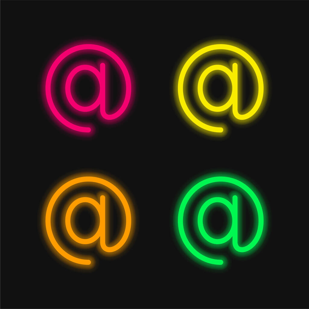 A Symbol négy szín izzó neon vektor ikon - Vektor, kép