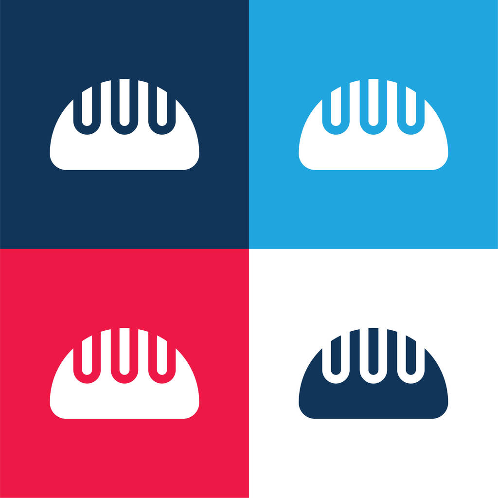 Brood blauw en rood vier kleuren minimale pictogram set - Vector, afbeelding