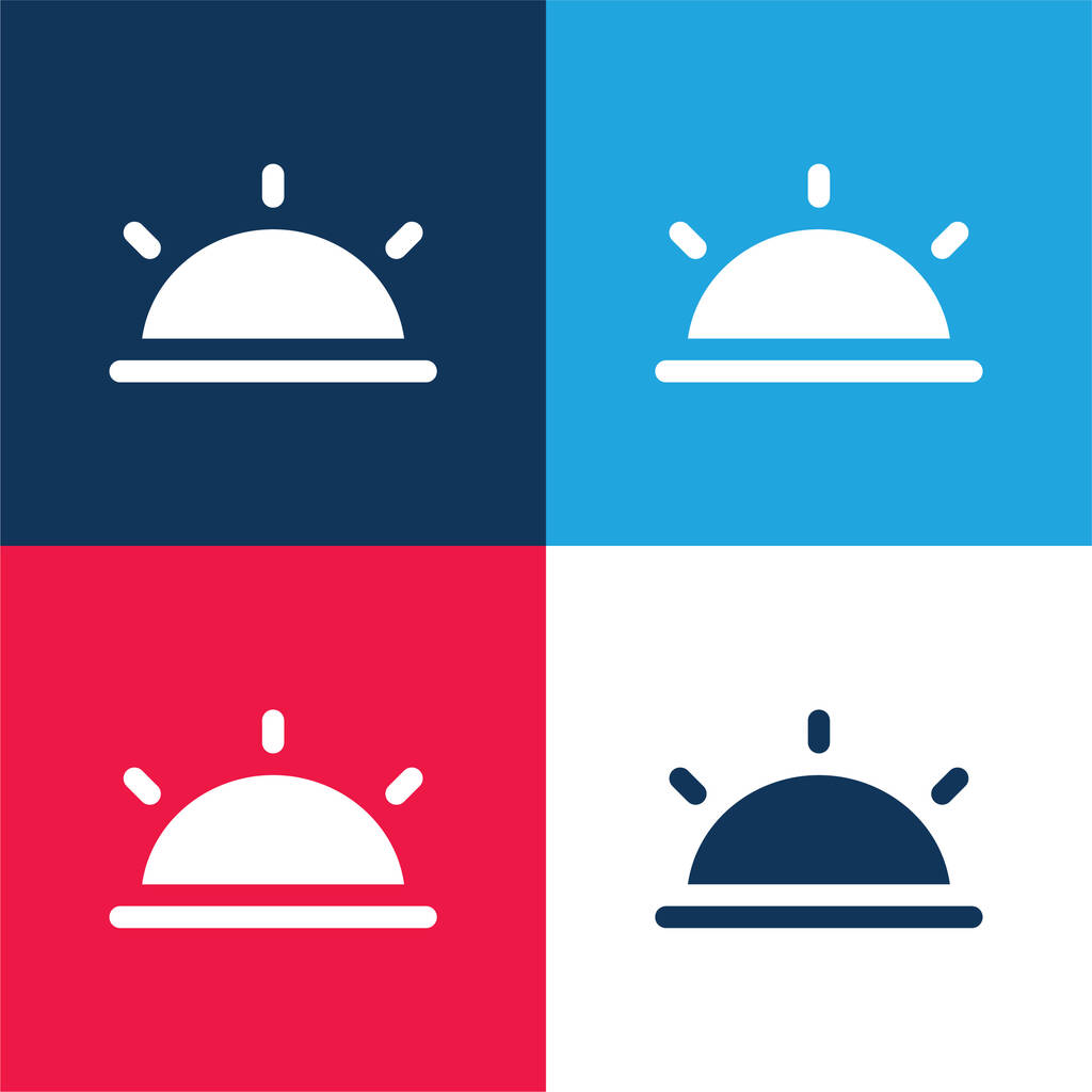 Black Half Sun blue and red four color minimal icon set - Vector, Image