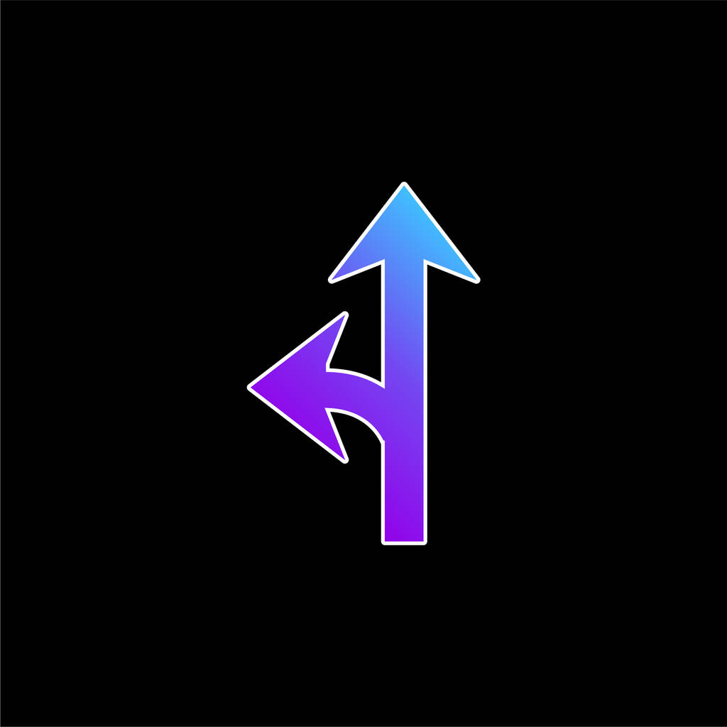 Junção de seta Um para o ícone do vetor gradiente azul esquerdo - Vetor, Imagem