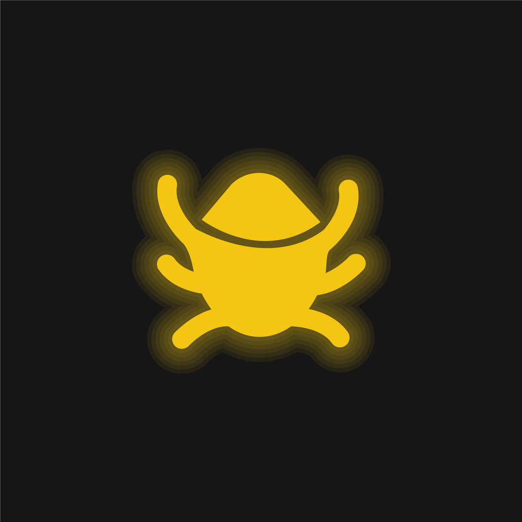 App Bug yellow glowing neon icon - Vector, Image