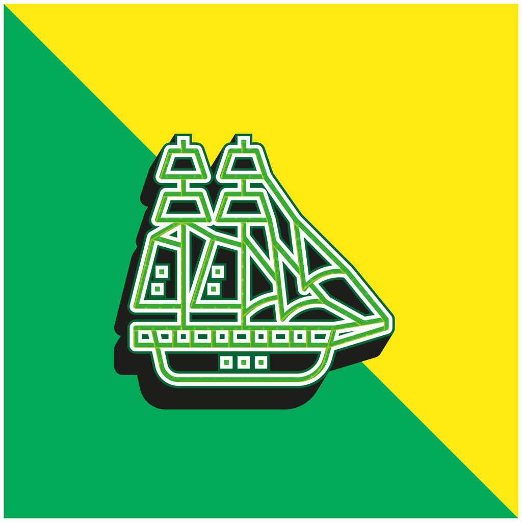 Barque Logo icona vettoriale 3D moderna verde e gialla - Vettoriali, immagini