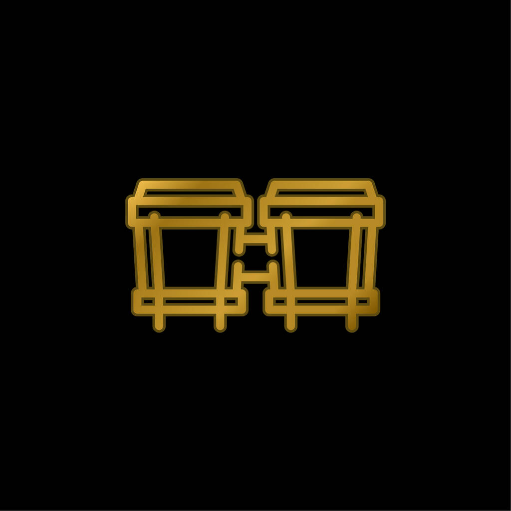 Bongos gold plated metalic icon or logo vector - Vector, Image