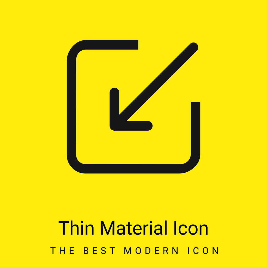 Flèche entrant dans le carré minime icône de matériau jaune vif - Vecteur, image