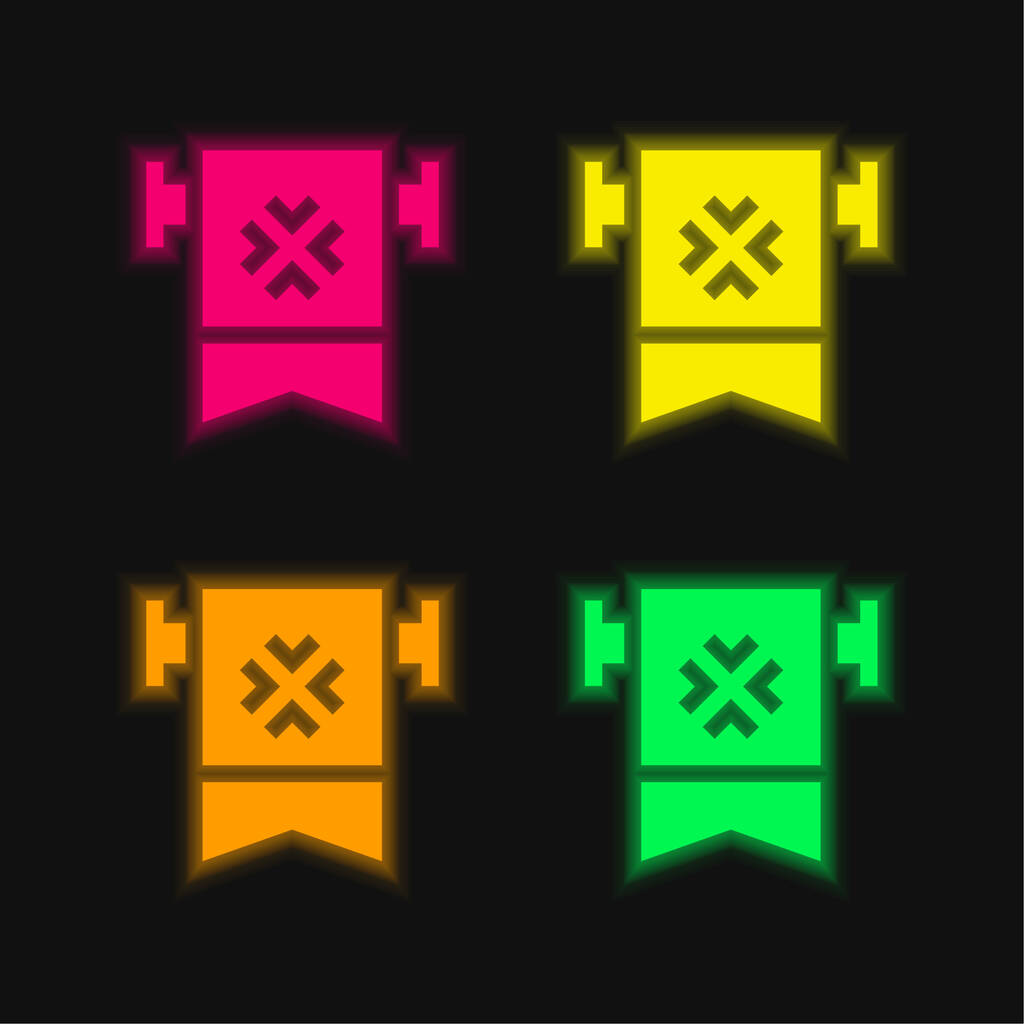 Nápis čtyři barvy zářící neonový vektor ikona - Vektor, obrázek